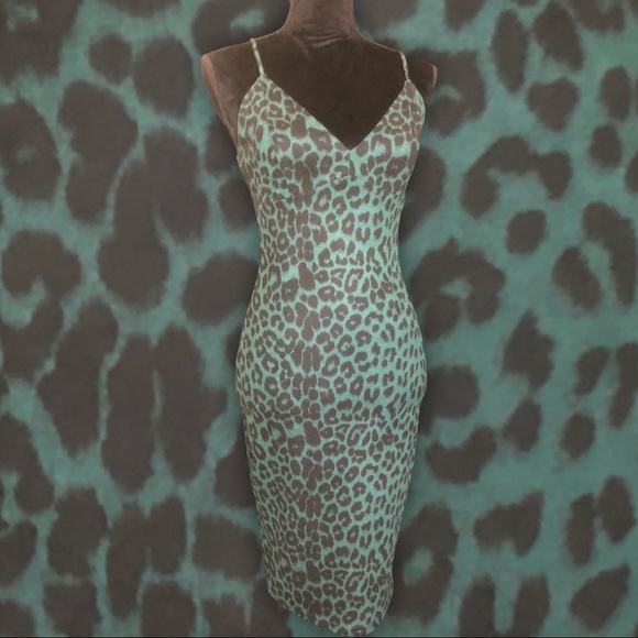 Green Leopard Print Strappy Dress - Picture 2 of 3